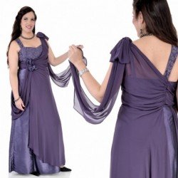 vestido largo estilo griego con apliques y encaje